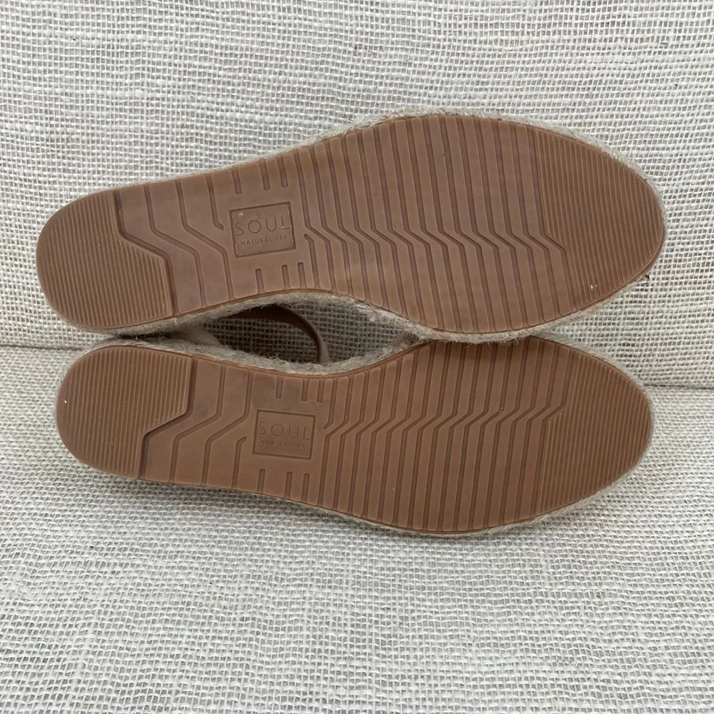 SOUL Naturalizer Wren Espadrille Flats Taupe Ankle Strap Sandals Womens 8.5M